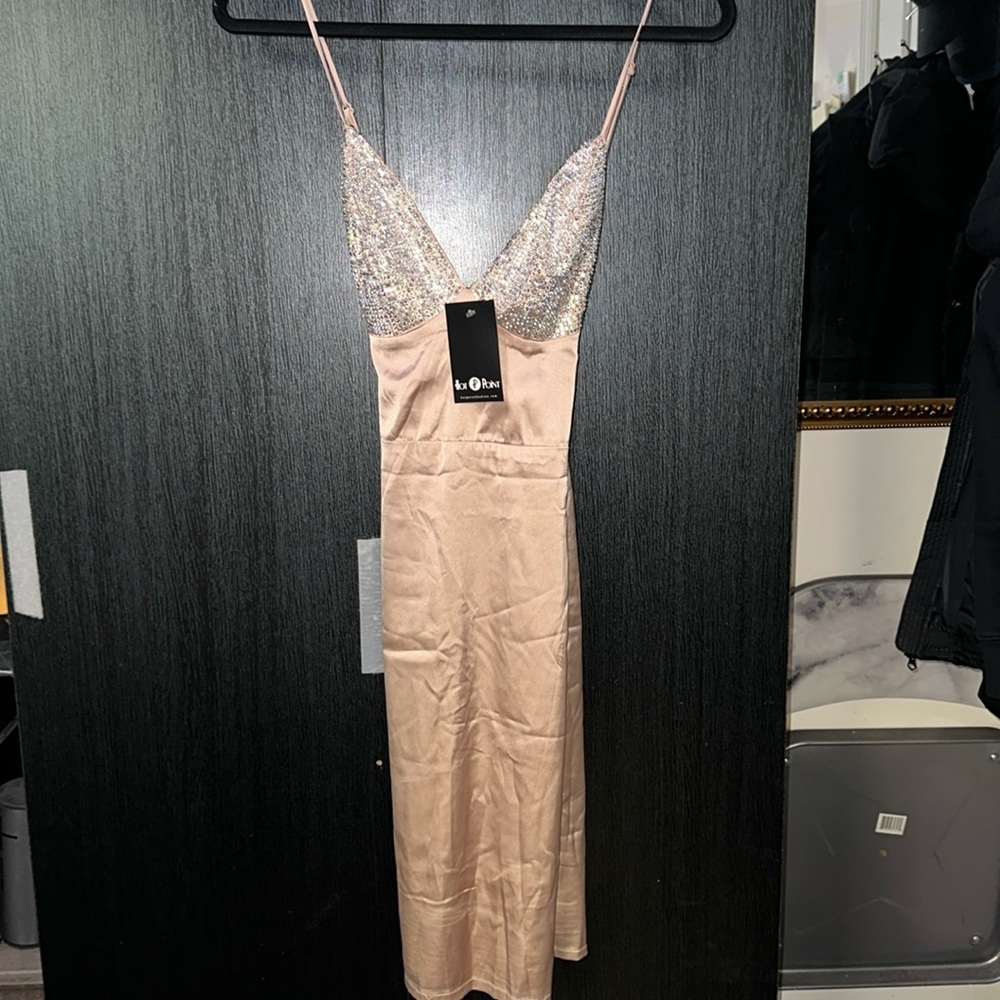 STONE BRA SATIN MINI DRESS
